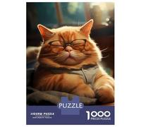 1000 Pieces Jigsaw Puzzles for Adults Fat Sleepy Cat Glasses Adult Jigsaw Brain Teaser Game Birthday Present Birthday And Unique Gifts 52x38cm/1000pcs