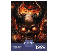 1000 Pieces Jigsaw Puzzles for Adults Fiery Demon Skull Puzzles for Adults Family Games Precision Cutting Unique Gifts for Birthday And Christmas 70x50cm/1000pcs