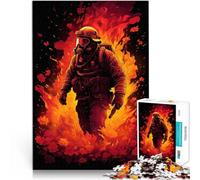 1000 Pieces Jigsaw Puzzles for Adults Firefighter Flame pädagogische Herausforderung Wunschliste mit dem Weihnachtsmann38x26cm