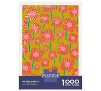 1000 Pieces Jigsaw Puzzles for Adults Floral Pattern with Orange Flowers Puzzles for Adults Family Games Precision Cutting Unique Gifts for Birthday And Christmas 52x38cm/1000pcs