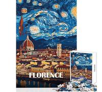 1000 Pieces Jigsaw Puzzles for Adults Florence Italy Starry Night Art Family Games Stress Reliever Toy Wall Decor Artists Collection, Fine Art (38x26cm)