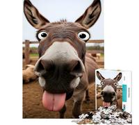1000 Pieces Jigsaw Puzzles for Adults Funny Donkey Close-Up with Googly Eyes Toy Intellectual Game Educational Games for The Whole Family Great Gifts And Toys (Size 38x26cm)