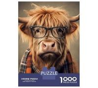 1000 Pieces Jigsaw Puzzles for Adults Funny Dressed Highland Cow Jigsaw for Adults Brain Teaser Game Presents for Women Birthday And Unique Gifts 52x38cm/1000pcs