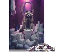 1000 Pieces Jigsaw Puzzles for Adults Funny Raccoon Toilet Rolls Square Jigsaw Puzzles, for Adults And Teenager, Wooden Puzzles Home Art Decor 1000pcs (75x50cm)