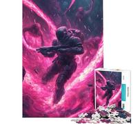 1000 Pieces Jigsaw Puzzles for Adults Futuristic Soldier in Pink Nebula Against Hell Dwellers Help The Brain Exercise Stress Reliever Family Game for Age 14+ Game (38X52CM)