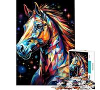 1000 Pieces Jigsaw Puzzles for Adults Geometric Horse Help The Brain Exercise Stress Reliever Family Game for Age 14+ Game (50X75cm)