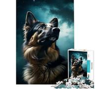1000 Pieces Jigsaw Puzzles for Adults German Shepherd Dog Family Games Challenging Game Toys Great Gifts And Toys Stress Reliever (Size 38x26cm)
