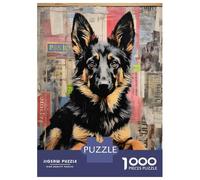 1000 Pieces Jigsaw Puzzles for Adults German Shepherd Dog Painting Jigsaw for Adults Family Game Precision Cutting Unique Gifts for Birthday And Christmas 70x50cm/1000pcs