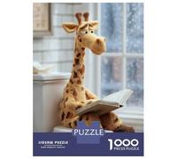1000 Pieces Jigsaw Puzzles for Adults Giraffe Reading on Toilet Jigsaw for Adults Brain Teaser Game Presents for Women Birthday And Unique Gifts 38x26cm/1000pcs