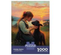 1000 Pieces Jigsaw Puzzles for Adults Girl And Lamb at Sunset Teenager Puzzles DIY Toys Improve Memory Birthday And Unique Gifts 70x50cm/1000pcs