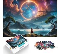 1000 Pieces Jigsaw Puzzles for Adults Girl on a rock and lake Analyse und Logik einzigartiges Herausforderungsspiel52x38cm