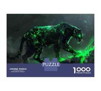 1000 Pieces Jigsaw Puzzles for Adults Glowing Green Panther Art Print Puzzle for Adults Toy Wall Decor Perfect Decoration Unique Gifts for Birthday And Christmas 70x50cm/1000pcs