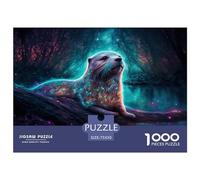 1000 Pieces Jigsaw Puzzles for Adults Glowing Otter Square Wooden Puzzles Unique Piece Puzzle Educational Fun Games Toys 1000pcs (75x50cm)
