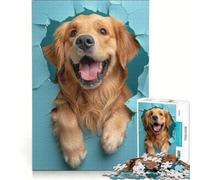 1000 Pieces Jigsaw Puzzles for Adults Golden Retriever Joy, Relax Games, Precision Cutting, Suitable for Desktop Decoration (38x26cm)