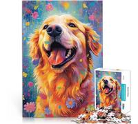 1000 Pieces Jigsaw Puzzles for Adults Golden Retriever Style Made of cardboard for age 14+ Interesting stress reduction gifts for friends and family。size:26x38cm/10.24x14.96inch