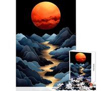 1000 Pieces Jigsaw Puzzles for Adults Golden River, Red Moon Anti-Stress Toys Great Gift Relax Games Improving Love between Couples Size 50x75cm