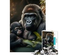1000 Pieces Jigsaw Puzzles for Adults Gorilla Leopard with Cub Toy Intellectual Game Educational Games for The Whole Family Great Gifts And Toys (Size 50x75cm)