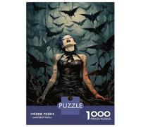 1000 Pieces Jigsaw Puzzles for Adults Gothic Woman with Bats Puzzles for Adults Anti-Stress Toys Staycation Kill Time Birthday And Unique Gifts 38x26cm/1000pcs