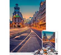 1000 Pieces Jigsaw Puzzles for Adults Gran Vía, Madrid Hands-on Game Enhance Memory Anti-Stress Toys Artists Collection, Fine Art (50X75cm)