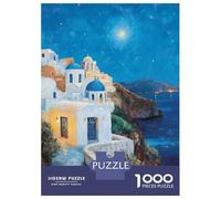 1000 Pieces Jigsaw Puzzles for Adults Greek Island Night Jigsaw for Adults Brain Teaser Game Presents for Women Birthday And Unique Gifts 38x26cm/1000pcs