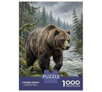 1000 Pieces Jigsaw Puzzles for Adults Grizzly Bear in Rainy Forest Jigsaw for Adults Brain Teaser Game Presents for Women Birthday And Unique Gifts 70x50cm/1000pcs