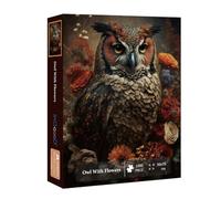 1000 Pieces Jigsaw Puzzles for Adults, Hard & Challenging Impossible Puzzle, Owl with Flowers Art Puzzle for Stress Relief, Impossible Puzzle Owl Home Wall Decor