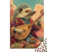 1000 Pieces Jigsaw Puzzles for Adults Hedgehog Playing Mandolin Puzzles for Adults Anti-Stress Toys Staycation Kill Time Birthday And Unique Gifts 38x26cm/1000pcs
