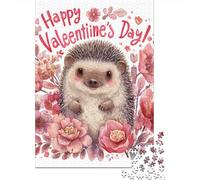 1000 Pieces Jigsaw Puzzles for Adults Hedgehog Valentine's Day Card Adult Jigsaw Puzzle Anti-Stress Toys Difficult Challenge for Is Ideal As A Gift 52x38cm/1000pcs