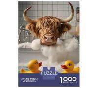 1000 Pieces Jigsaw Puzzles for Adults Highland Cow on Bathtub Jigsaws for Adults Brain Teaser Game Stress Reliever Birthday And Unique Gifts 38x26cm/1000pcs