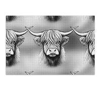 1000 Pieces Jigsaw Puzzles for Adults Highland Cows Grey Gifts for Puzzle Lovers Fun Puzzle for Adults Flower Animal Painting, 29.5x19.7 Inch
