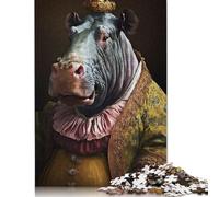 1000 Pieces Jigsaw Puzzles for Adults Hippopotamus Aristocrat Square Jigsaw Puzzles for Adults And Teenager, Wooden Puzzles Home Art Decor 1000pcs (75x50cm)