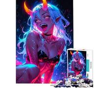 1000 Pieces Jigsaw Puzzles for Adults Horny Devil Girl Help The Brain Exercise Stress Reliever Family Game for Age 14+ Game (38X26CM)