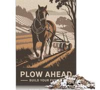 1000 Pieces Jigsaw Puzzles for Adults Horse Plowing Field Poster Square Jigsaw Puzzles, for Adults And Teenager, Wooden Puzzles Home Art Decor 1000pcs (75x50cm)