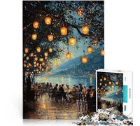 1000 Pieces Jigsaw Puzzles for Adults Impressionist Inspired Lakeside Lantern Evening Denkspiel Wohnkunstdekor38x26cm