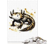1000 Pieces Jigsaw Puzzles for Adults Ink Axlotl Square Wooden Puzzles Unique Piece Puzzle Educational Fun Games Toys 1000pcs (75x50cm)