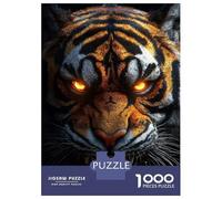 1000 Pieces Jigsaw Puzzles for Adults Intense Tiger Portrait with Glowing Eyes Adult Jigsaw Brain Teaser Game Birthday Present Birthday And Unique Gifts 38x26cm/1000pcs