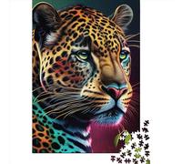 1000 Pieces Jigsaw Puzzles for Adults Jaguar Pop Art Animal Face 3 Puzzle Sets for Family Wooden Puzzles Brain Challenge Puzzle 1000pcs (75x50cm)