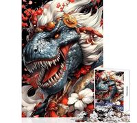 1000 Pieces Jigsaw Puzzles for Adults Japanese Dinosaur with Cherry Blossoms Hands-on Game Enhance Memory Anti-Stress Toys Artists Collection, Fine Art (50X75cm)