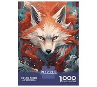 1000 Pieces Jigsaw Puzzles for Adults Japanese Fox Art Red Fire Jigsaws for Adults Brain Teaser Game Stress Reliever Birthday And Unique Gifts 52x38cm/1000pcs