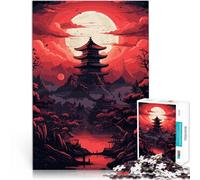 1000 Pieces Jigsaw Puzzles for Adults Japanese Red Black Art Stress Relief for is ideal as a gift for the whole family 26x38cm