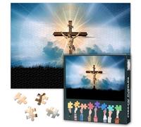 1000 Pieces Jigsaw Puzzles for Adults Jigsaw Puzzle Game Jesus Christ in Blue Sky with White Clouds Poster Divine Heavenly Vision Inspirational Faith Scenery Soul Soothing Relaxing 27.5x19.7 Inch