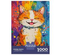 1000 Pieces Jigsaw Puzzles for Adults Joyful Kitty Art Adult Puzzles Fun Games Difficult Challenge Parent-child Interaction 38x26cm/1000pcs