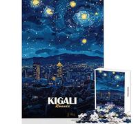 1000 Pieces Jigsaw Puzzles for Adults Kigali Rwanda Starry Night Cityscape Relaxing Games Home Art Decor DIY Toys Artists Collection, Fine Art (50X75cm)