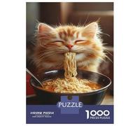 1000 Pieces Jigsaw Puzzles for Adults Kitty's Noodle Feast -2 Puzzles for Adults Family Games Precision Cutting Unique Gifts for Birthday And Christmas 52x38cm/1000pcs
