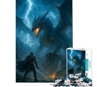 1000 Pieces Jigsaw Puzzles for Adults Knight Facing A Dragon in Storm Family Games Challenging Game Toys Great Gifts And Toys Stress Reliever (Size 50x75cm)