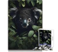 1000 Pieces Jigsaw Puzzles for Adults Koala Green Leaf Wallpaper Cozy And Calming Leisure Fun Seamless Fit High Precision Toy Size 38x26cm