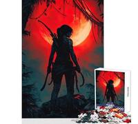 1000 Pieces Jigsaw Puzzles for Adults Lara Croft in Jungle with Red Moon Toy Wall Decor Gift Birthday Relaxing Games Parent-child Interaction Size 50x75cm