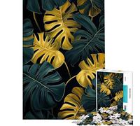 1000 Pieces Jigsaw Puzzles for Adults Leaves Black And Gold Help The Brain Exercise Stress Reliever Family Game for Age 14+ Game (50X75CM)