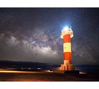 1000 Pieces Jigsaw Puzzles for Adults - Lighthouse starry sky milky way 75x50cm