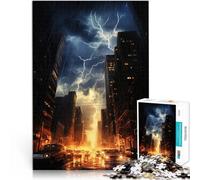 1000 Pieces Jigsaw Puzzles for Adults Lightning City Skyline Made of cardboard for age 14+ Anti-stress family game difficult challenge Gifts Ideas。size:38x52cm/14.96x20.47inch